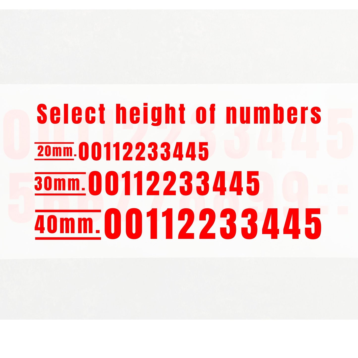 Set of 20 Numbers Decals Self-Adhesive Vinyl- Telephone number / Windows / Doors