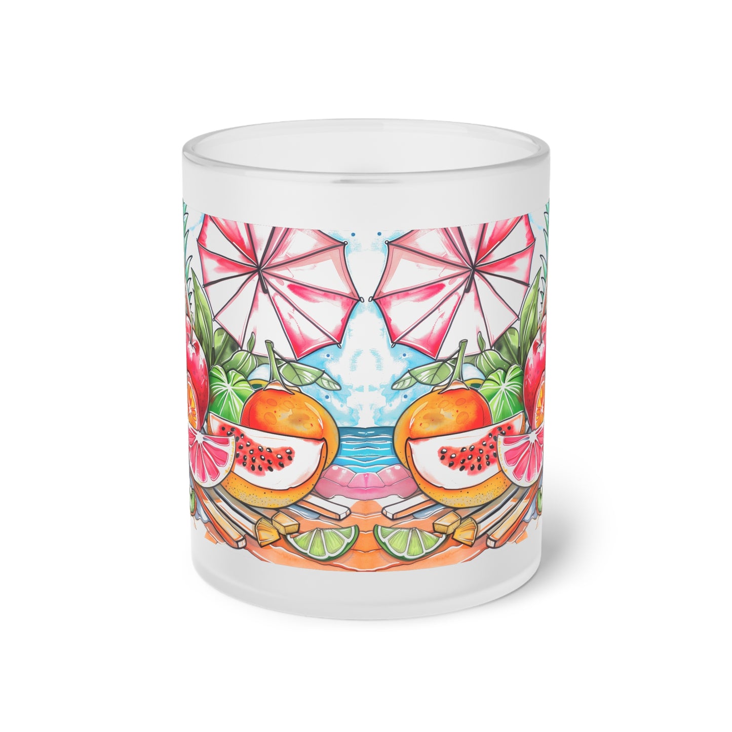 Tropical Paradise Frosted Glass Mug - Perfect for Summer Sips!