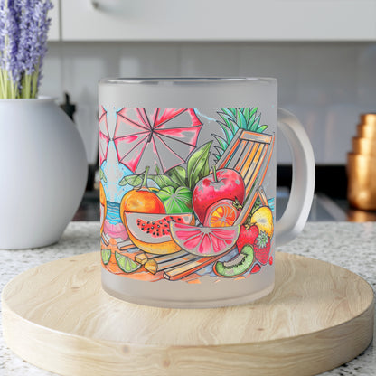 Tropical Paradise Frosted Glass Mug - Perfect for Summer Sips!