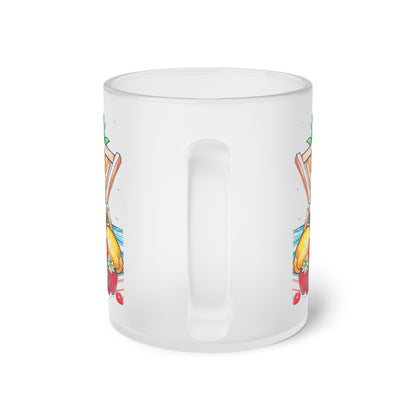 Tropical Paradise Frosted Glass Mug - Perfect for Summer Sips!