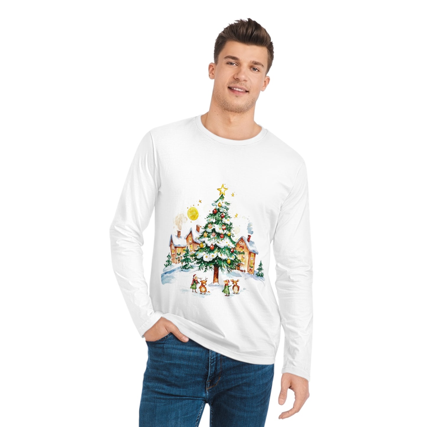 Men's Organic Long Sleeve Christmas Tree Shirt