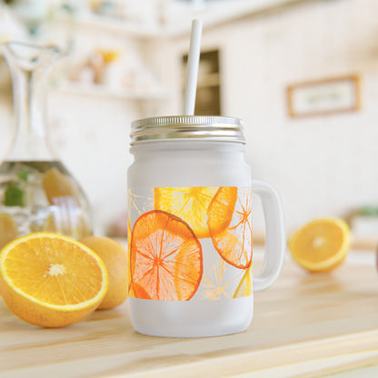 Citrus Slice Mason Jar with Straw - Perfect for Summer Drinks