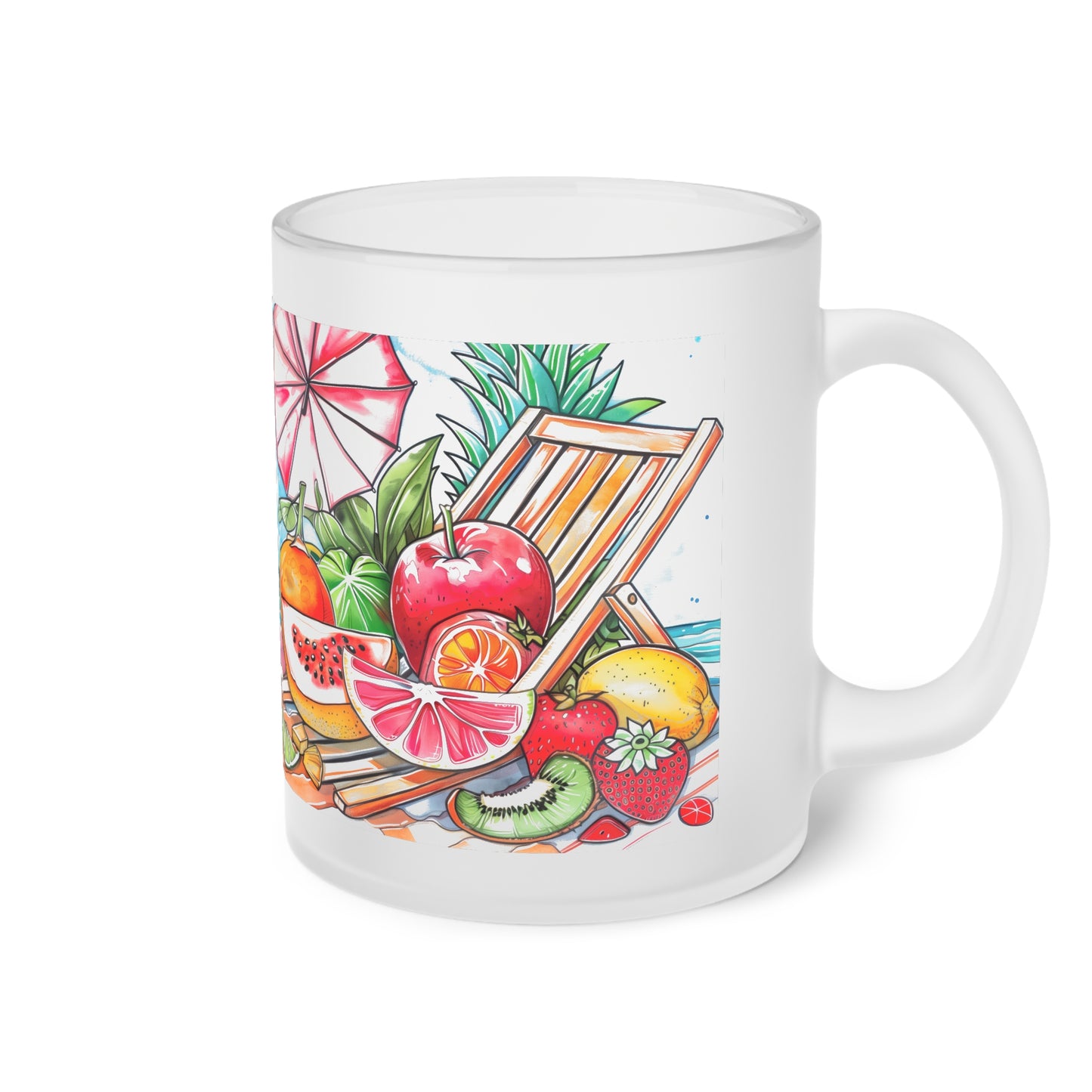 Tropical Paradise Frosted Glass Mug - Perfect for Summer Sips!