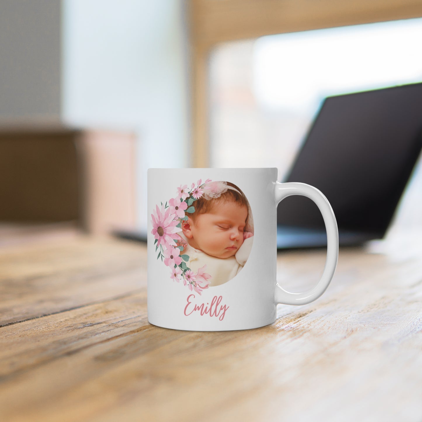 Gift mug with new born photo - personalized