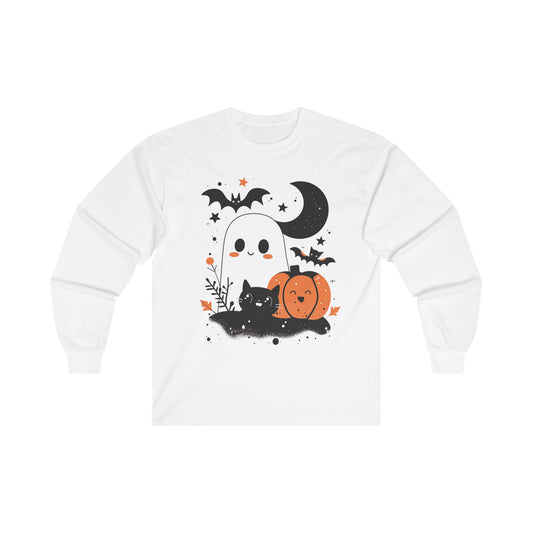 Halloween Ghost Pumpkin Long Sleeve Tee