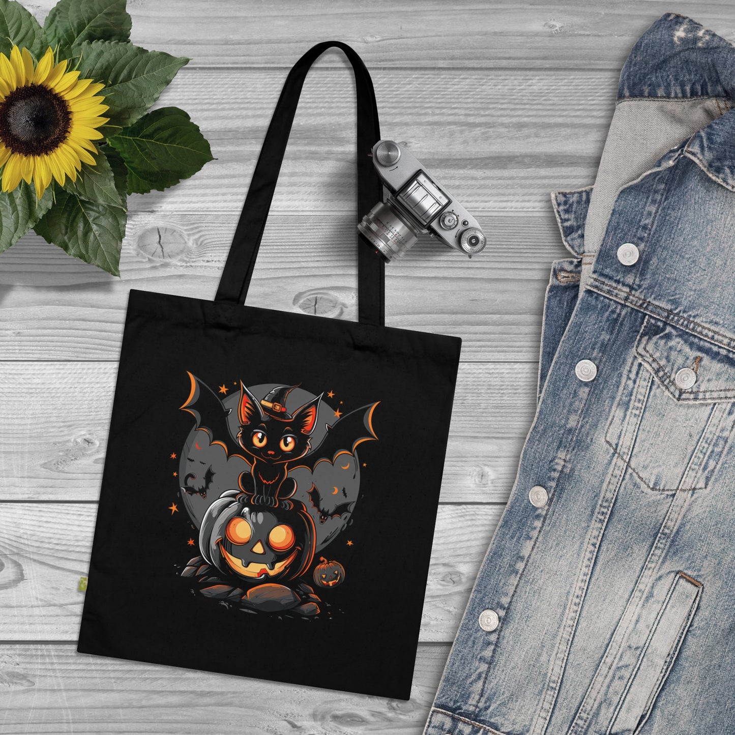 Spooky Halloween Cat Tote Bag