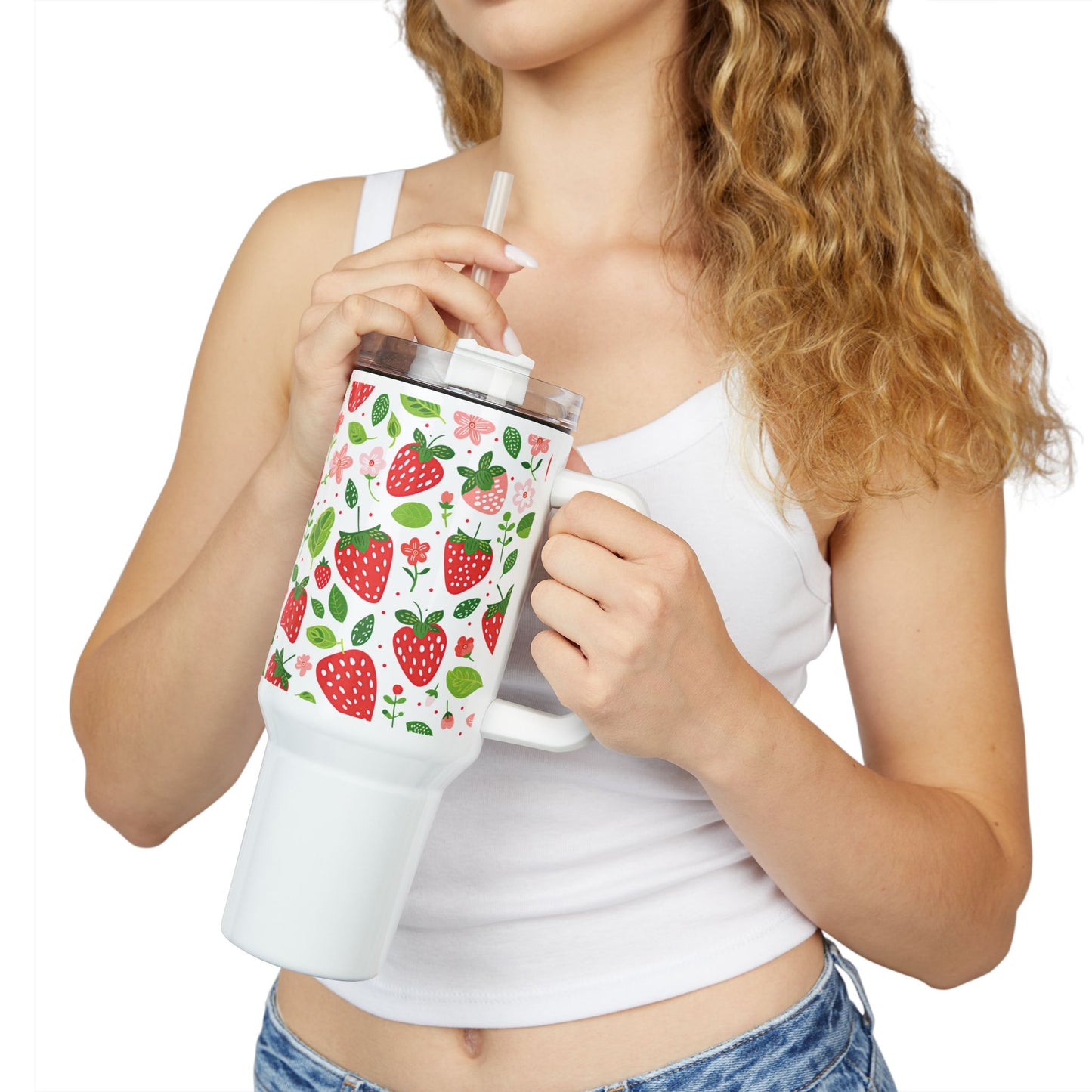 Strawberry Garden 40oz Tumbler - Cute Travel Drinkware for Summer Adventures