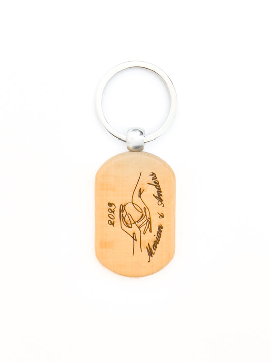 Personalized Engraved wooden keychain