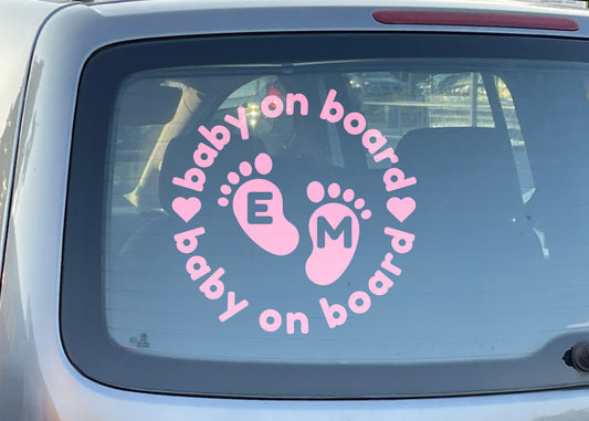 Baby on board sticker with two personalized letters