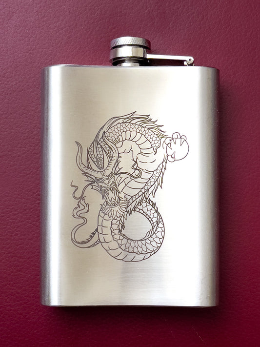 Personalized engraved whiskey flask bottle