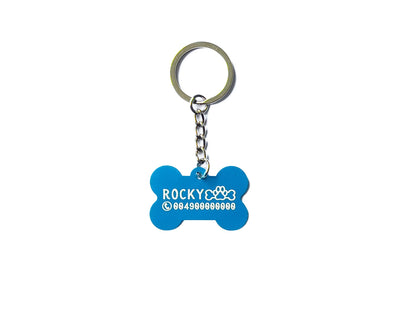 Dog tag with engraved personalized name from aluminium