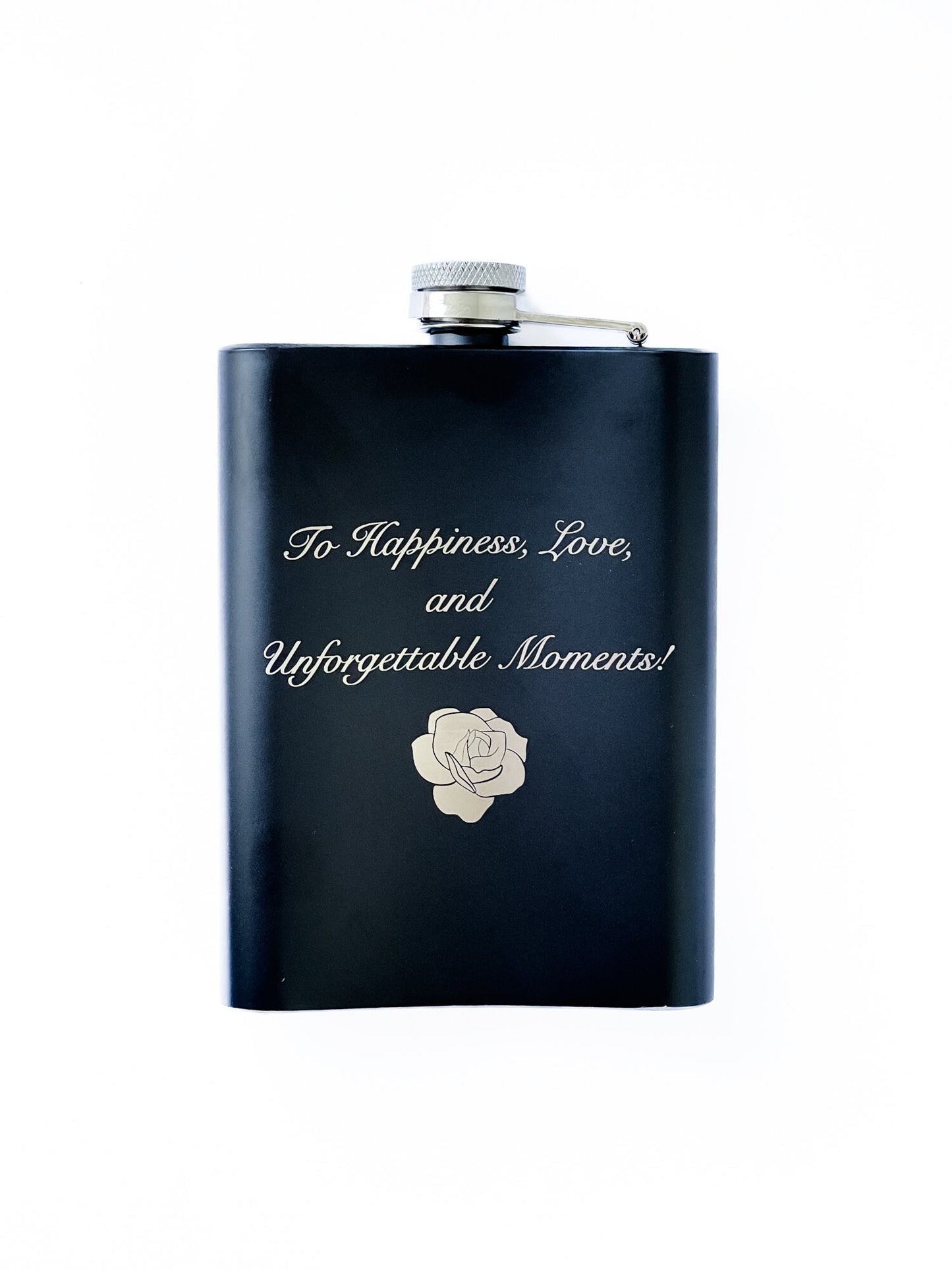 Personalized engraved whiskey flask bottle