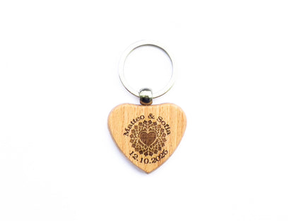 Personalized Engraved wooden heart keychain