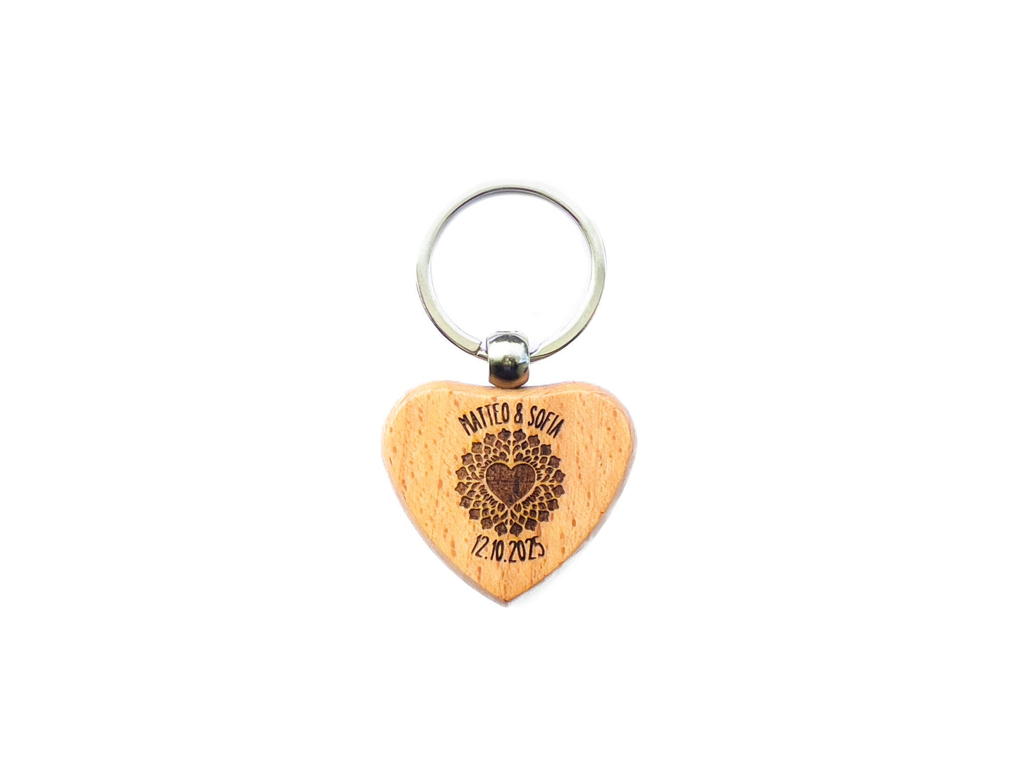 Personalized Engraved wooden heart keychain