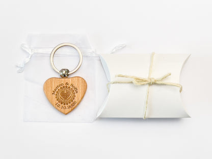 Personalized Engraved wooden heart keychain