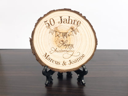 Anniversary wooden disc with personal engraving