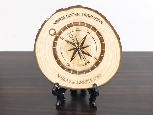 Wooden log disc with personal engraving