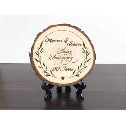 Anniversary wooden disc with personal engraving