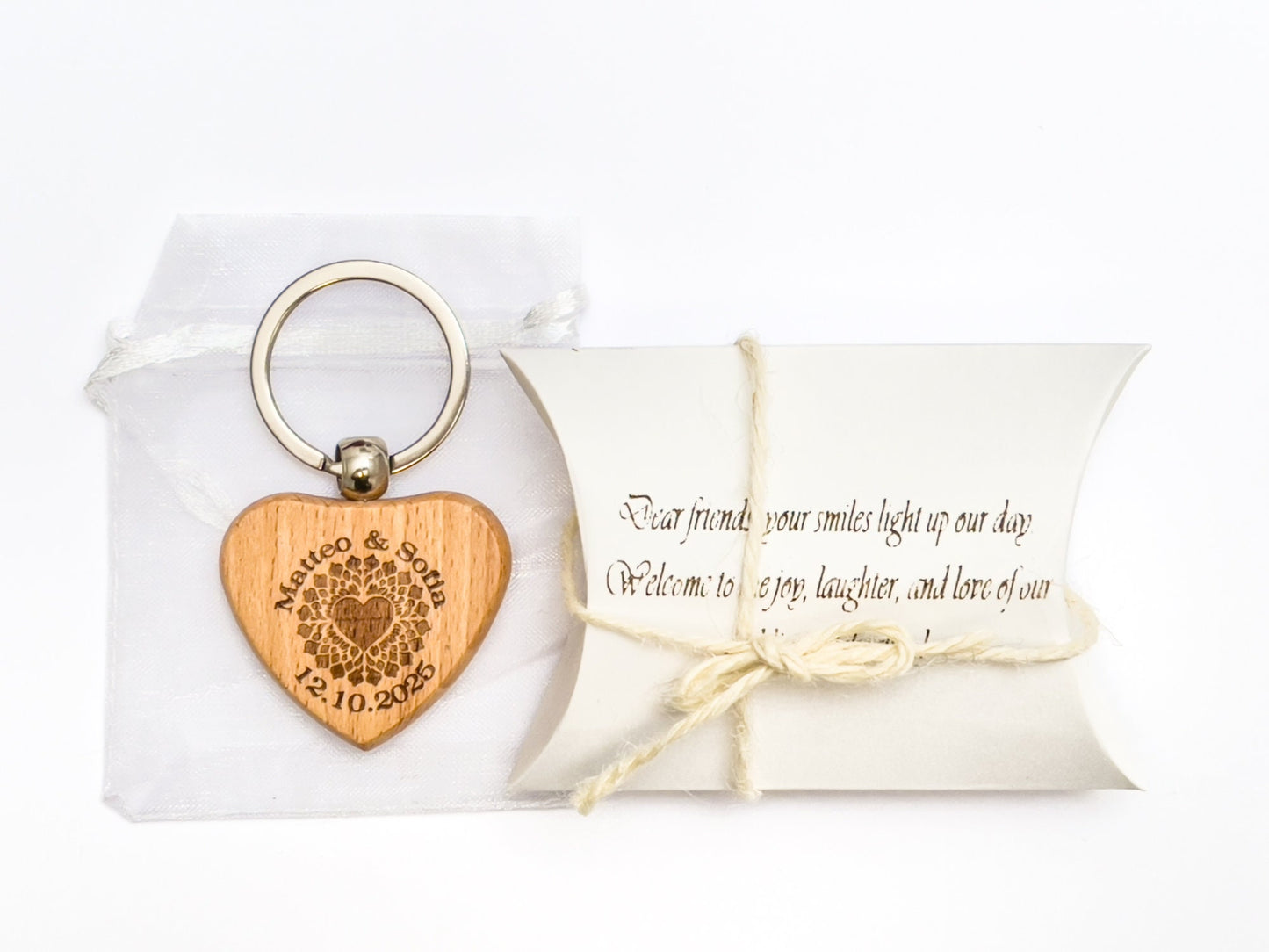 Personalized Engraved wooden heart keychain