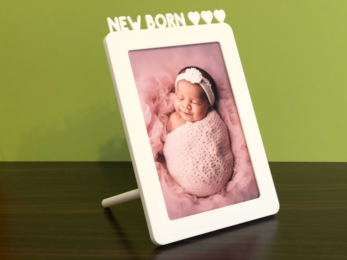 Photo frame for desk and wall- New born baby, photo size 10cm.x15cm.