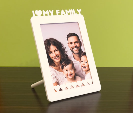 Photo frame for desk and wall- I love my Family, photo size 10cm.x15cm.