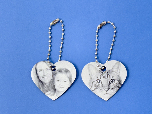 Heart photo- Personalized engraved keychain