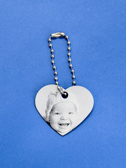 Heart photo- Personalized engraved keychain