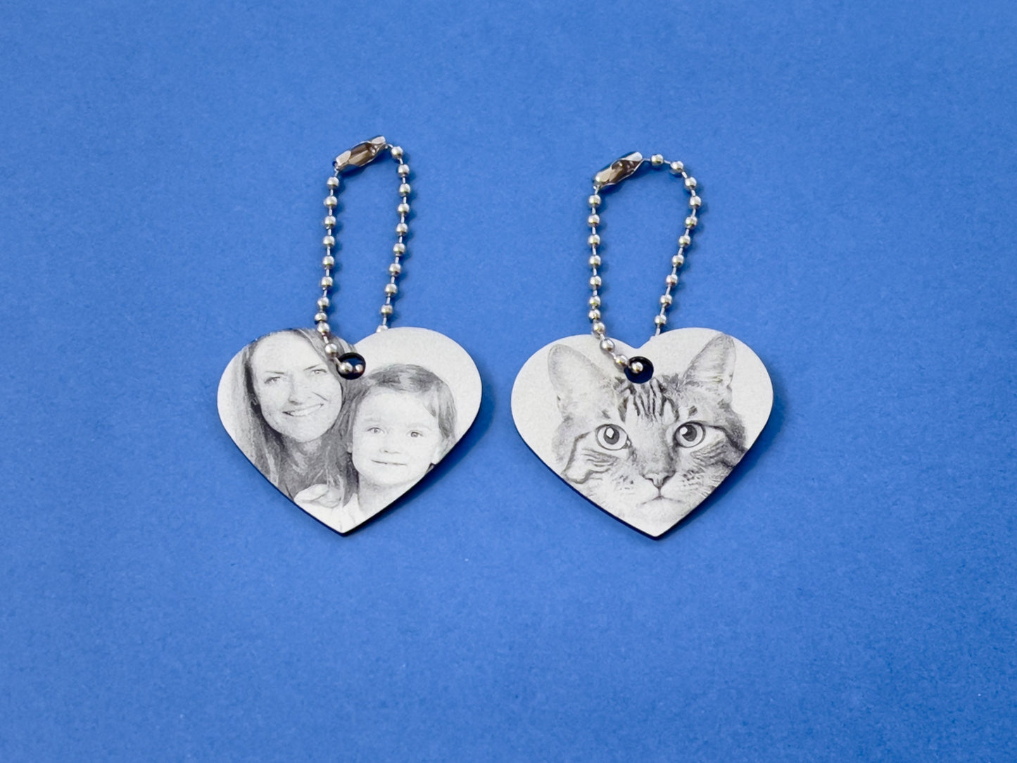 Heart photo- Personalized engraved keychain