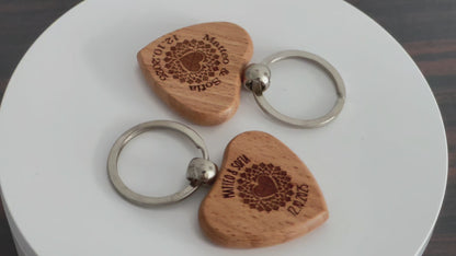 Personalized Engraved wooden heart keychain