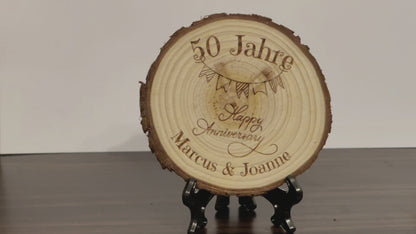 Anniversary wooden disc with personal engraving