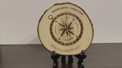 Wooden log disc with personal engraving