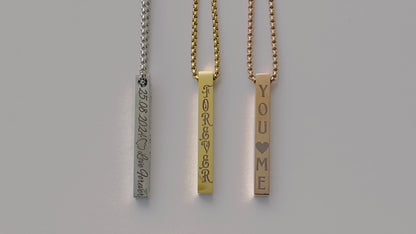 Vertical 3D Bar Necklace Personalized Engraved